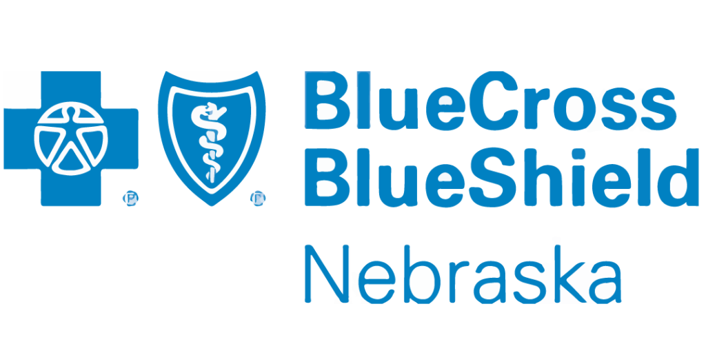 Blue Cross Blue Shield logo displayed on the Nebraska Wellness Group website, indicating accepted insurance providers.