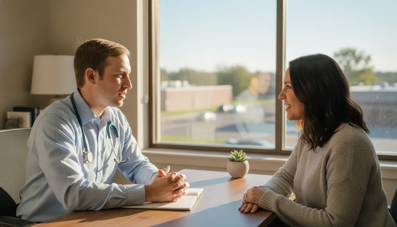 Provider discussing a coordinated diabetes and weight management plan with an adult patient