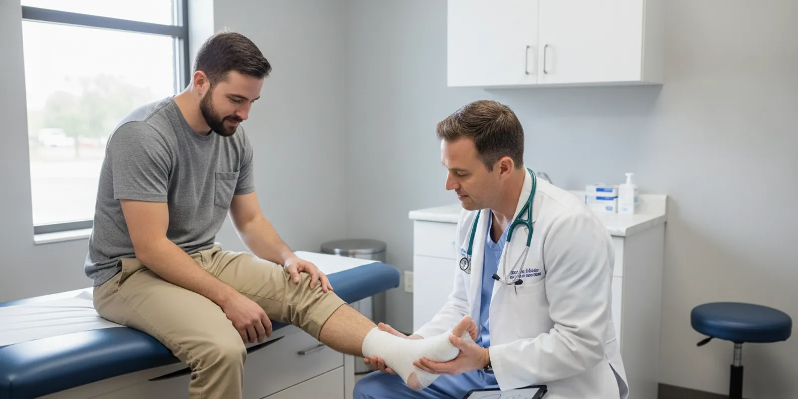 Clinician discussing a foot wound and diabetes care plan with a patient