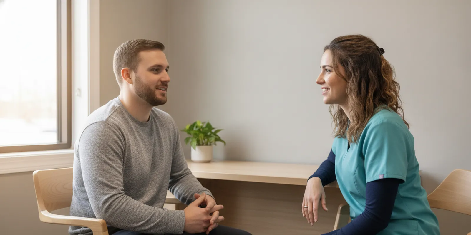 Patient speaking with a primary care provider about tingling and numbness during an office visit