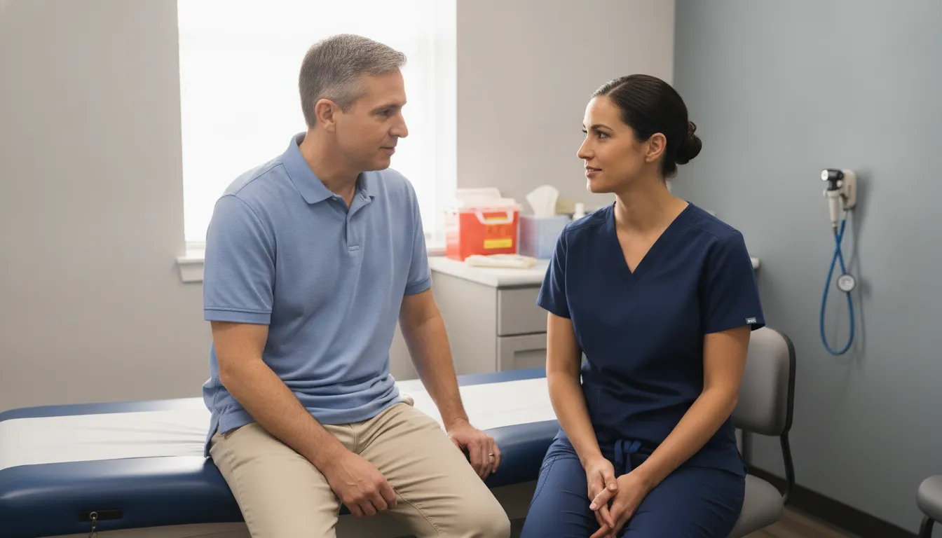 Provider discussing treatment goals and medication safety with a patient